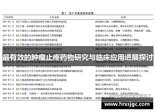 最有效的肿瘤止疼药物研究与临床应用进展探讨
